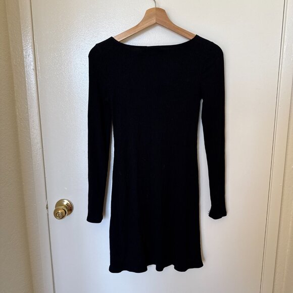 Reformation Jaelynn Black Ribbed Mini Bodycon Dress S - Picture 8 of 8